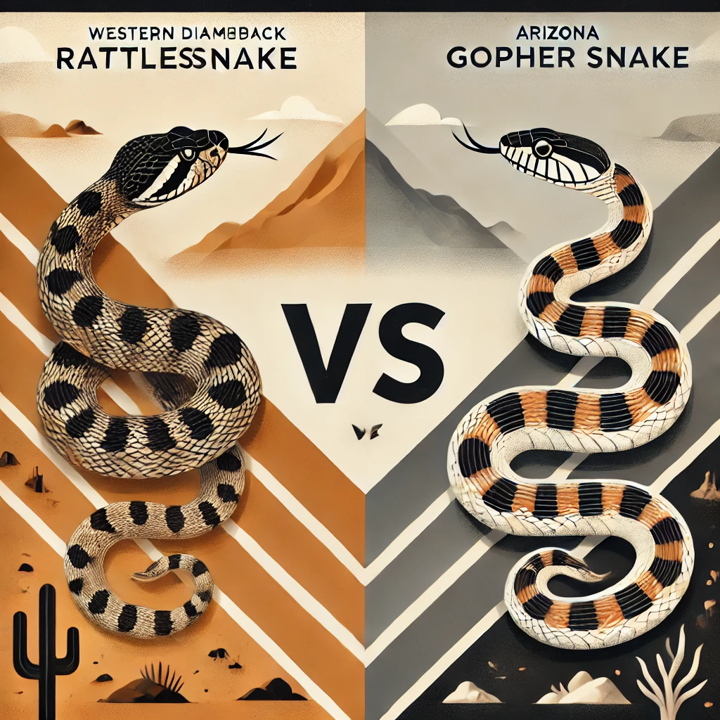 An infographic showing the difference between a rattlesnake and a gopher snake.