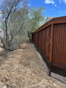 Rattlesnakes kept out of backyard from snake fence.