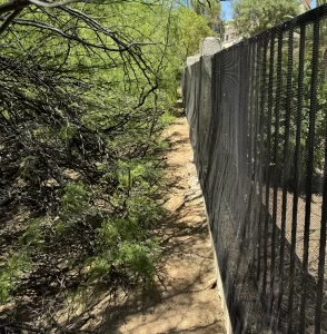 Custom 5ft. snake fence designed to block rattlesnakes in desert areas